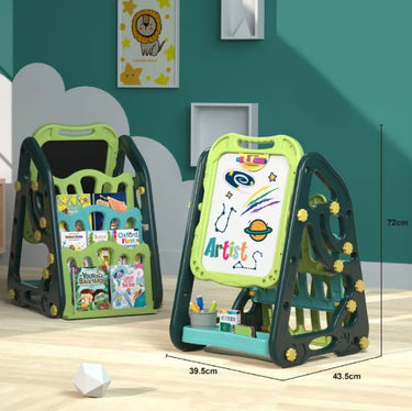 72cm Multi-functional Artistic Drawing Board With Book Shelf - Green